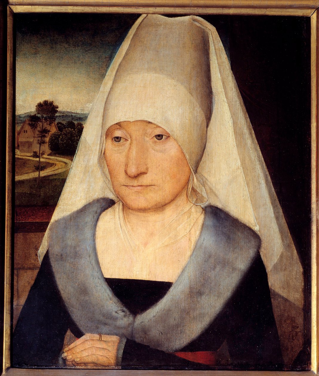 Portrett av en eldre kvinne Maleri av Hans Memling (1435-1494) 1400-tallet Søn. 0,35x0,29 m - Portrett av en gammel kvinne. Maleri av Hans Memling (1435-1494) av Hans Memling
