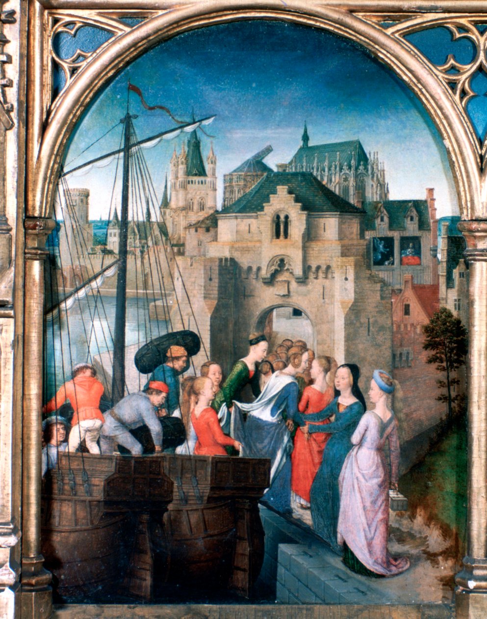 St Ursula-helligdommen, Ankomst til Köln, 1489 av Hans Memling