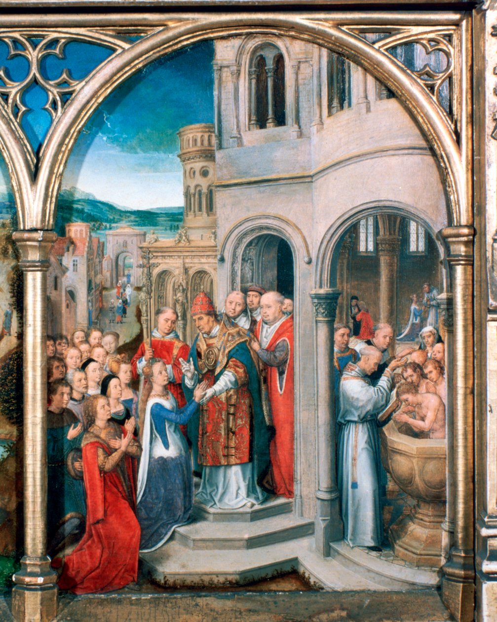 St Ursula-helligdommen, Ankomst til Roma, 1489 av Hans Memling