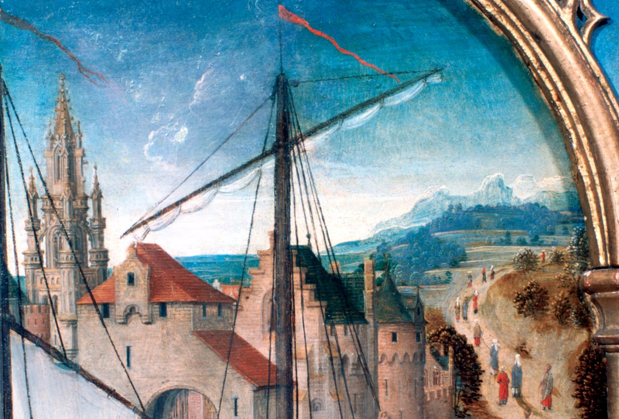 St Ursula-helligdommen, avgang fra Basel, detalj, 1489 av Hans Memling