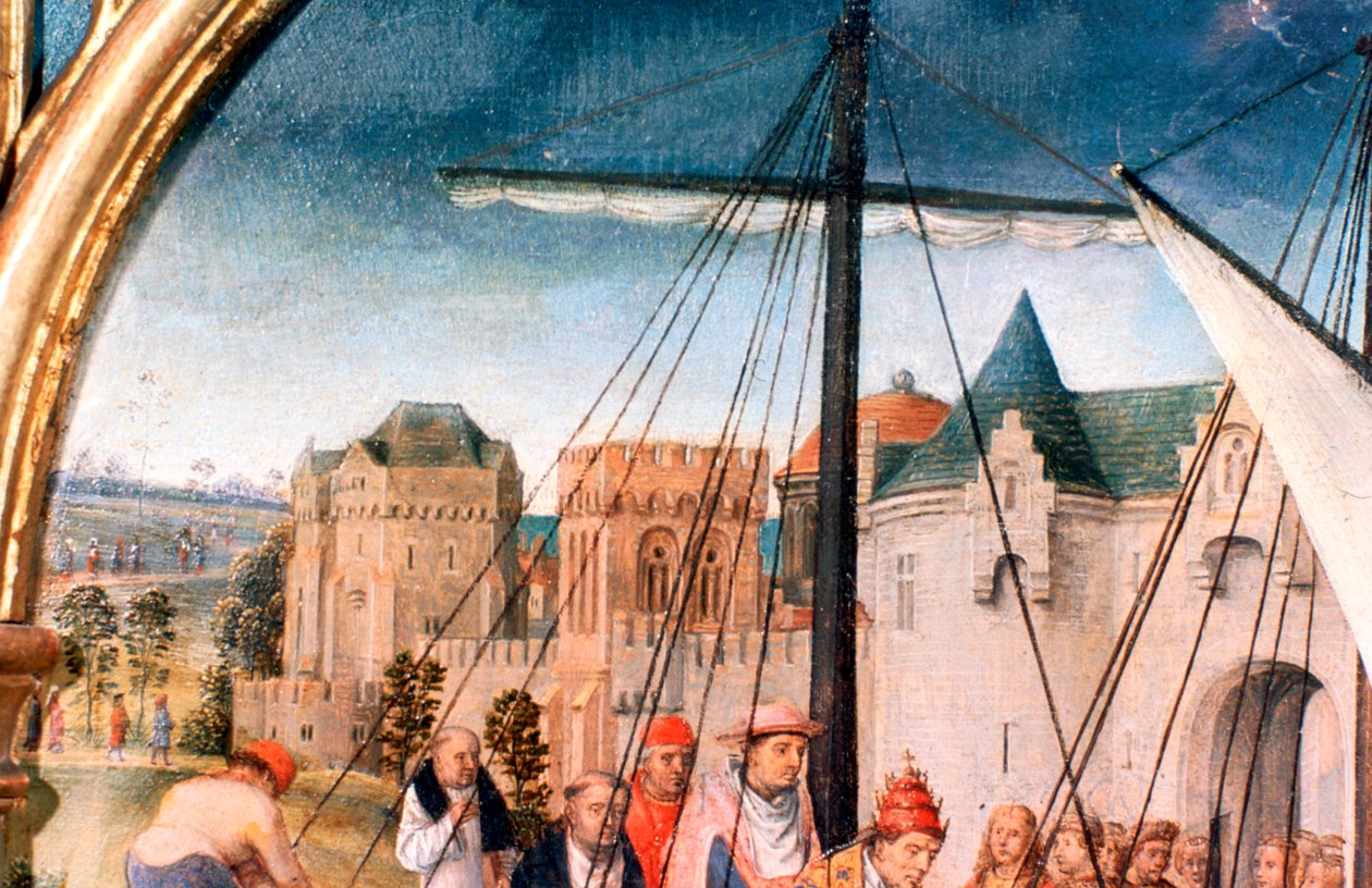 St Ursula-helligdommen, avgang fra Basel, detalj, 1489 av Hans Memling