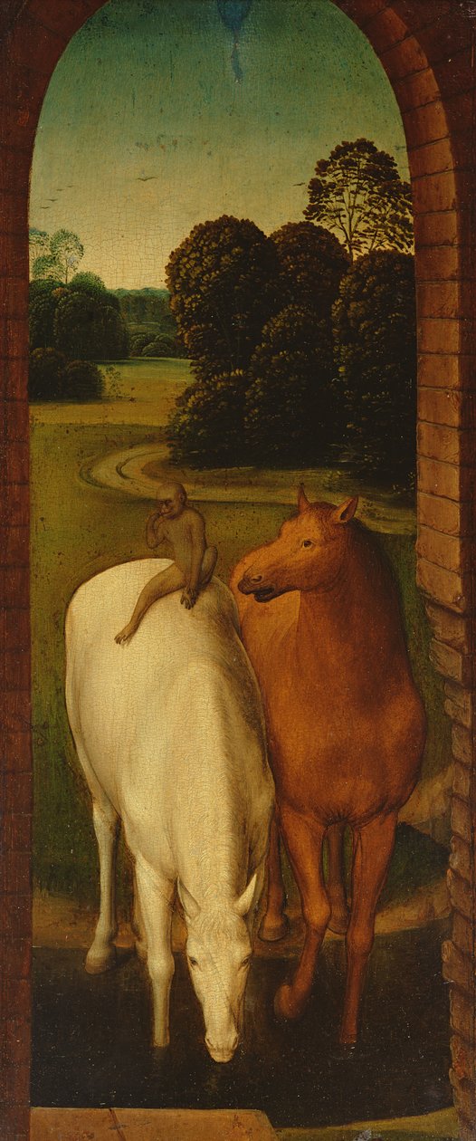 To hester i et landskap av Hans Memling