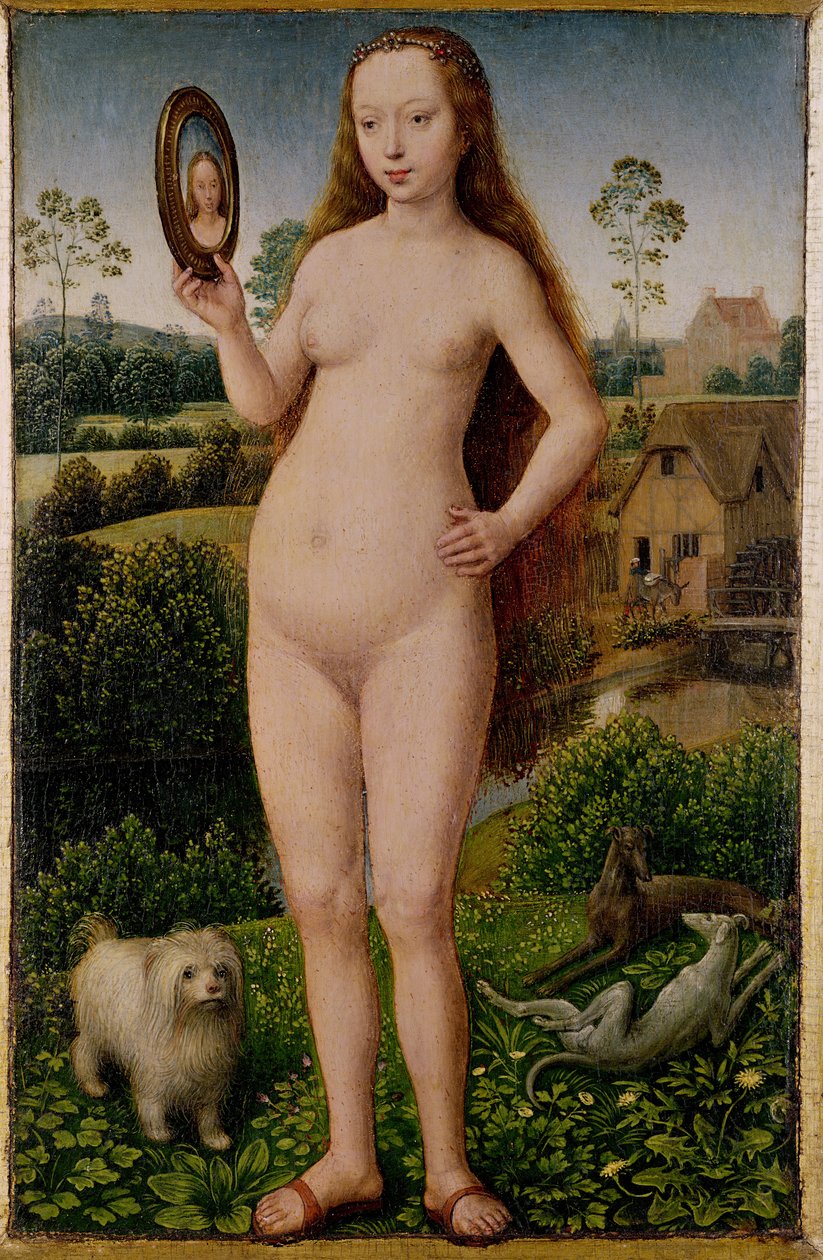 Forfengelighet, sentralpanel fra Triptych of Earthly Vanity and Divine Salvation, ca. 1485 av Hans Memling