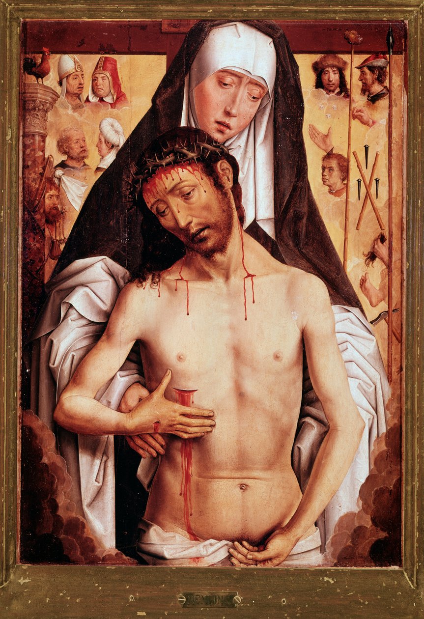 Jomfru og død Kristus Maleri av Hans Memling (1435/40-1494) 1480 Dim 52x36 cm Granada, Kongelig kapell av Hans Memling