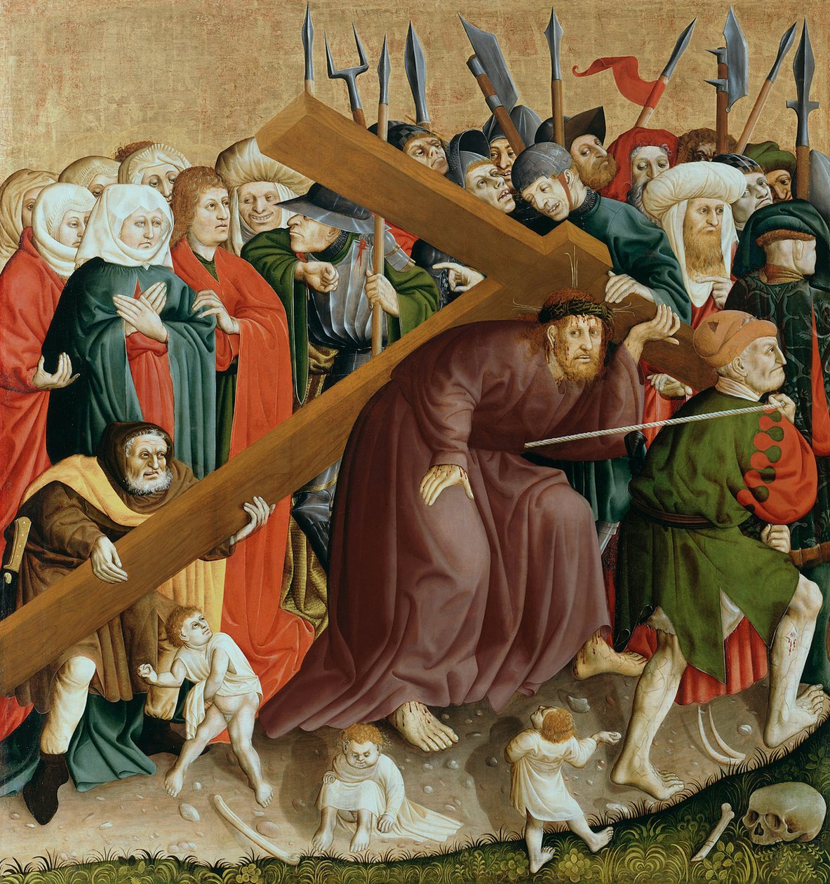 Kristus bærer korset. Wurzach-alterets vinger, 1437 av Hans Multscher