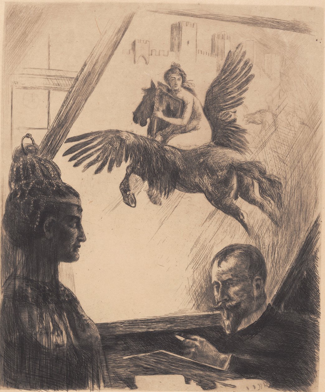 Allegorisk selvportrett av Hans Nikolaj Hansen