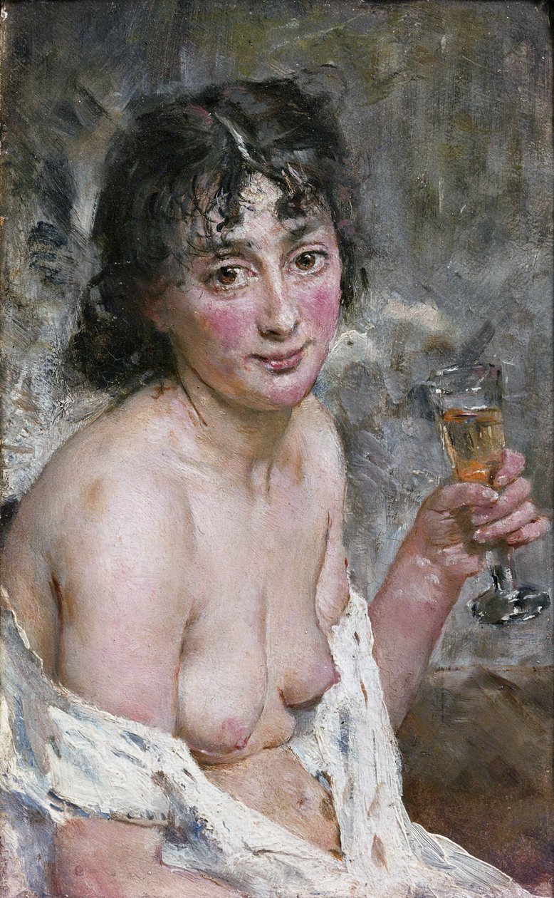 Champagne Girl (olje på lerret) av Hans Olaf Heyerdahl