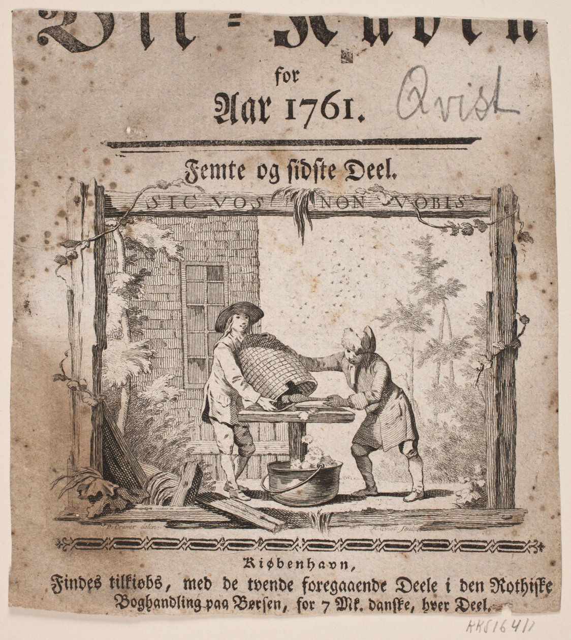 Tittelvignetten for "Bii-Kuben for året 1761", del V av Hans Quist