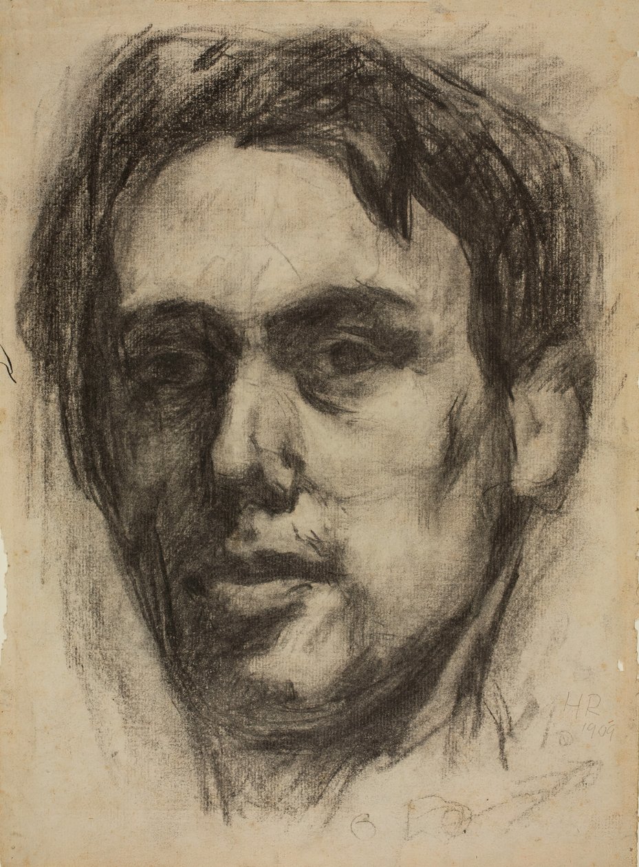 Selvportrett recto, Sketch verso, 1909. av Hans Richter