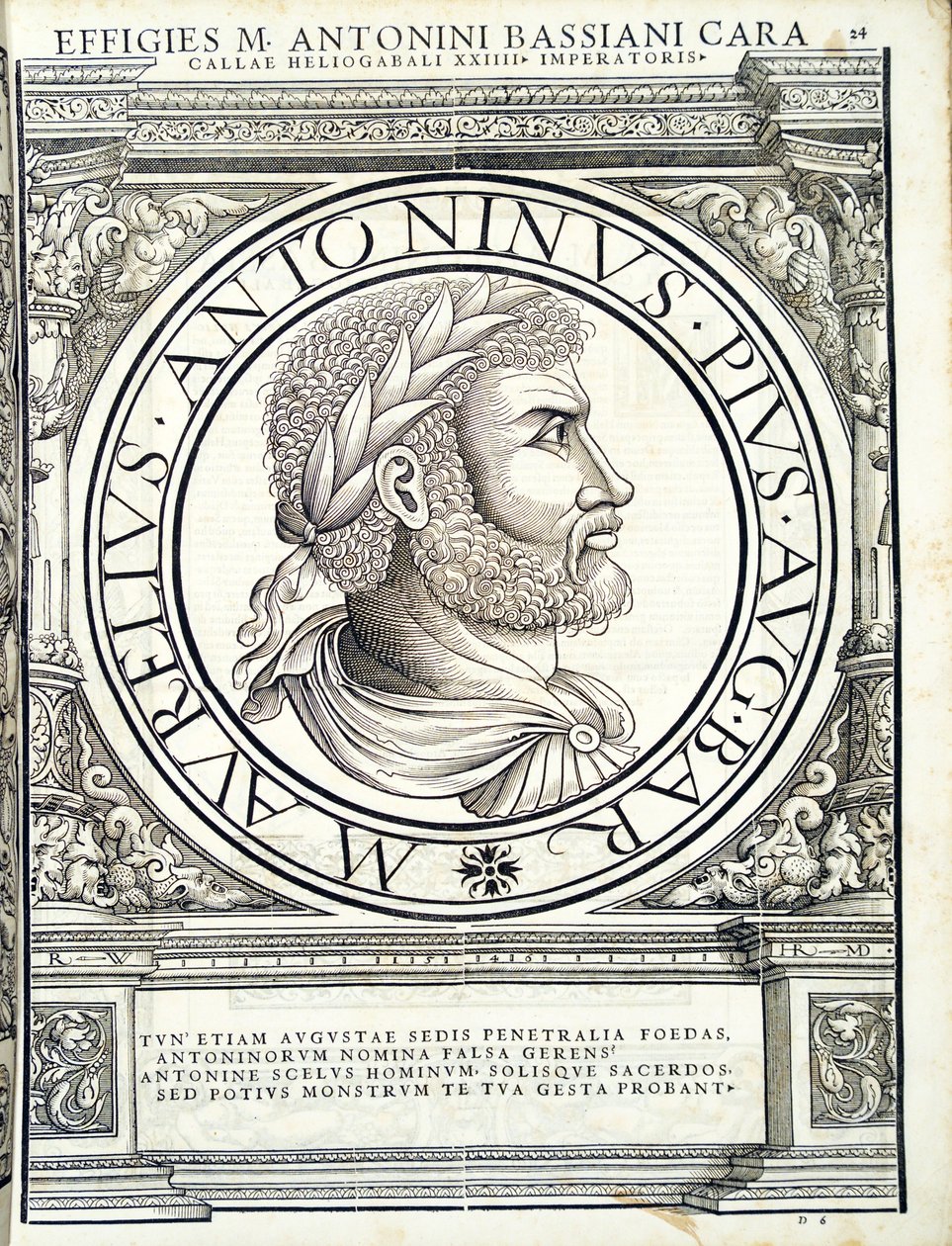 Heliogabalus, illustrasjon fra de mest autentiske bildene av de gamle romerske keiserne i øst og vest, tresnitt av Rudolph Wyssenbach, trykt av Andreas Gesner, Zürich, av Hans Rudolf Manuel Deutsch