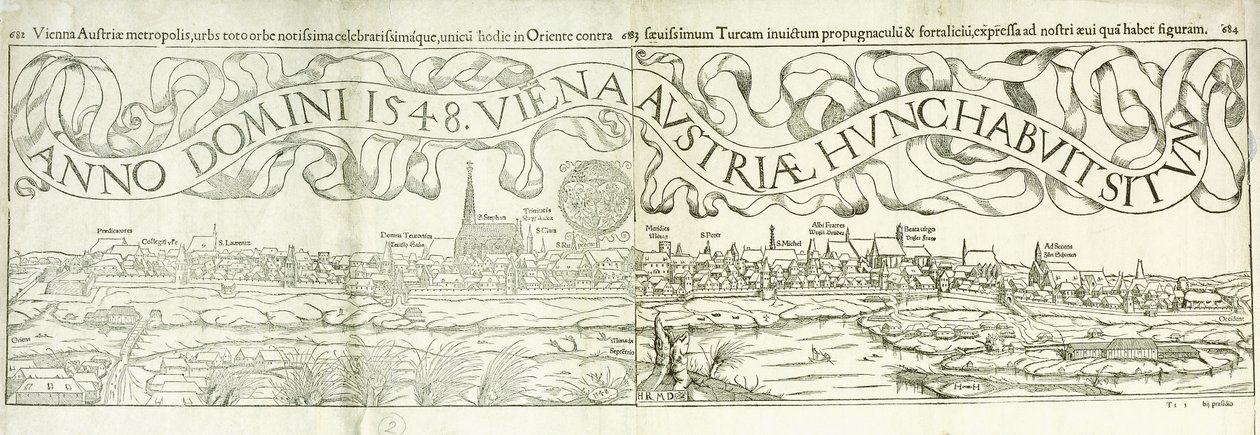 Byutsikt over Wien i 1548, 1550 av Hans Rudolf Manuel Deutsch