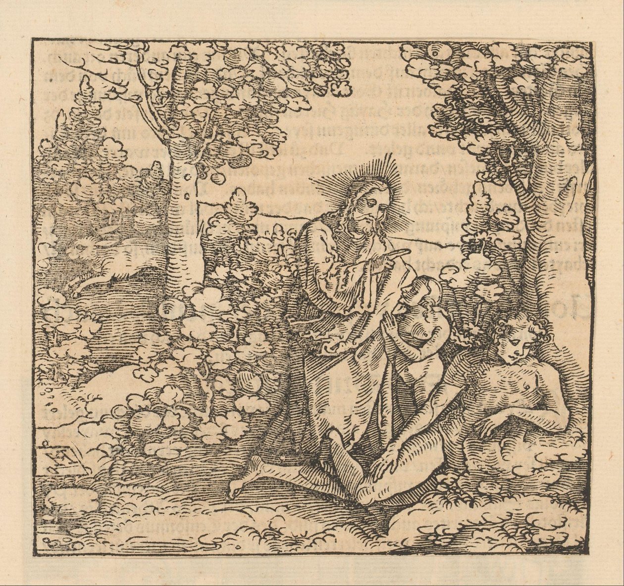 Kristus velsigner en ung mann mens en kvinne kneler ved føttene hans av Hans Schäufelein (possibly)