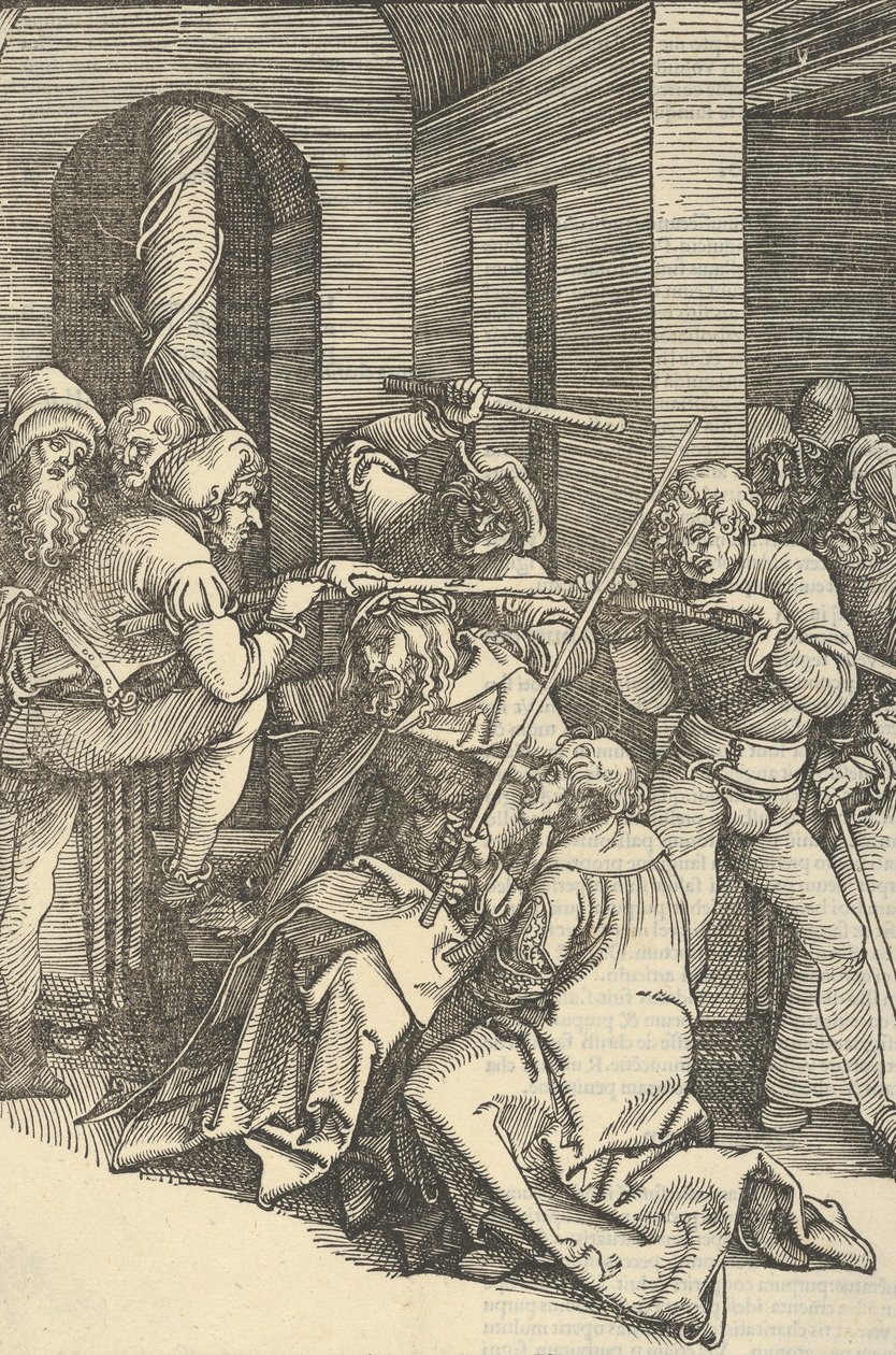 Kristus kronet med torner, fra Mirror of the passion of our Lord Jesus Christ, 1507. av Hans Schäufelein the Elder