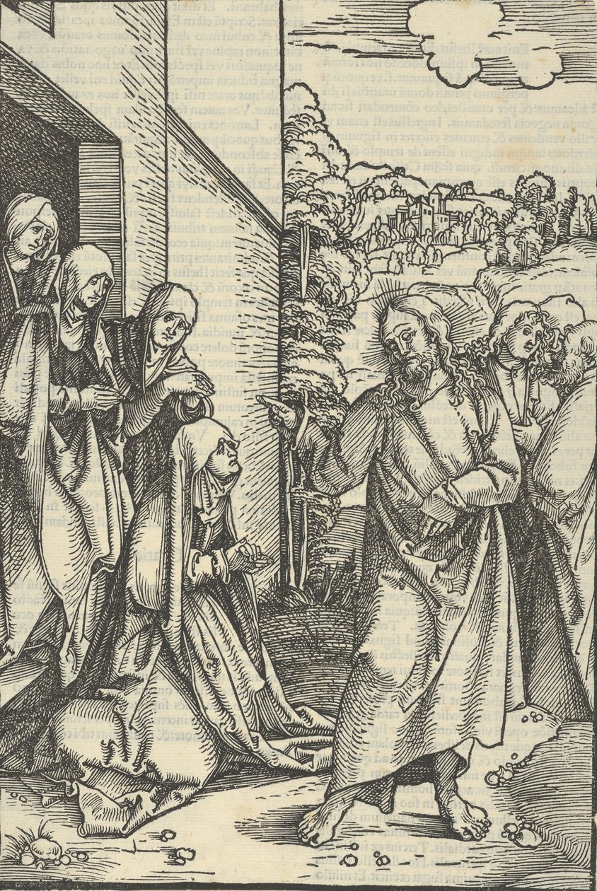 Kristus tar avskjed med sin mor, fra speilet av lidenskapen til vår Herre Jesu Kristi, 1507., 1507. av Hans Schäufelein the Elder