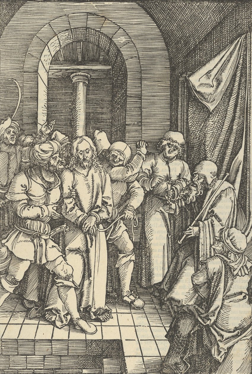 Kristus før Annas, fra speilet av lidenskapen til vår Herre Jesus Kristus, 1507. av Hans Schäufelein the Elder