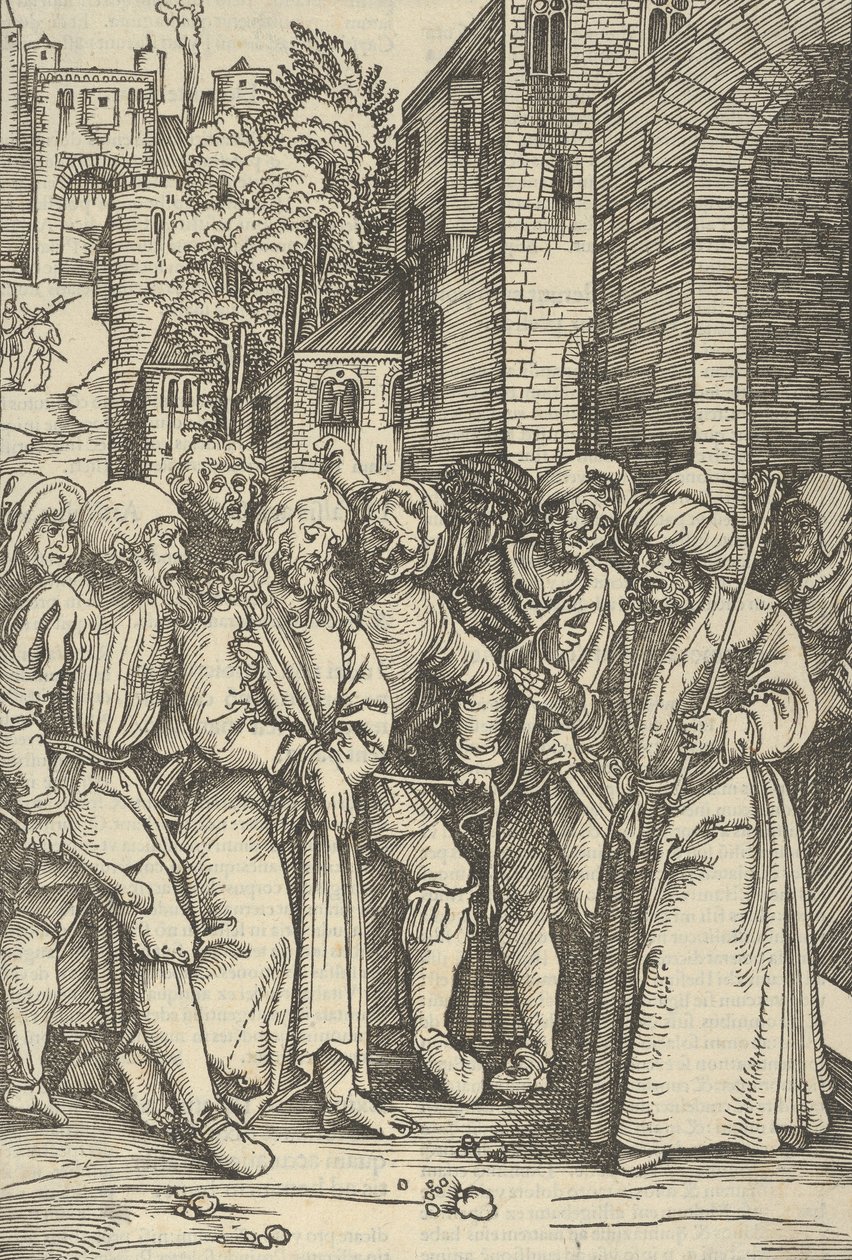 Kristus foran Pilatus foran hans palass, fra speilet av lidenskapen til vår Herre Jesus C..., 1507. av Hans Schäufelein the Elder