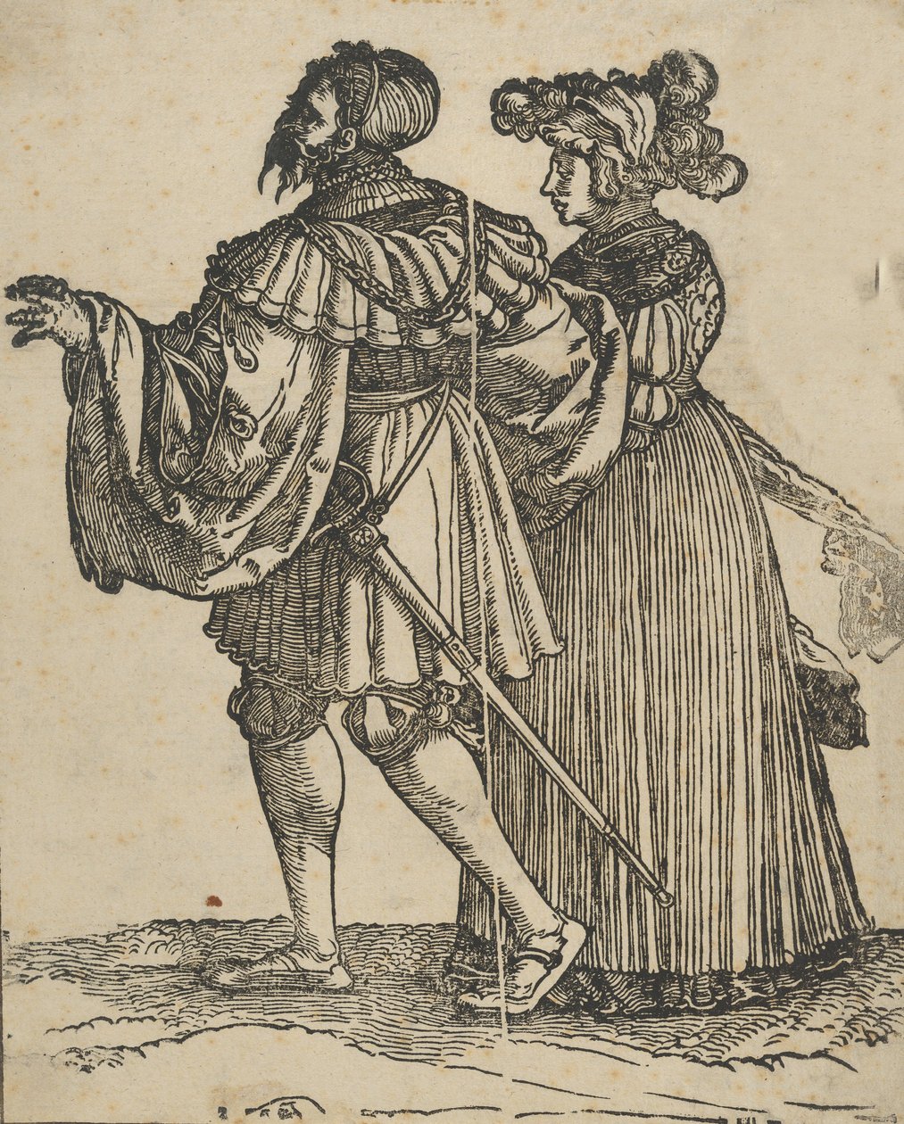 Couple Walking to the Left VI, fra The Wedding Dancers restrike. av Hans Schäufelein the Elder