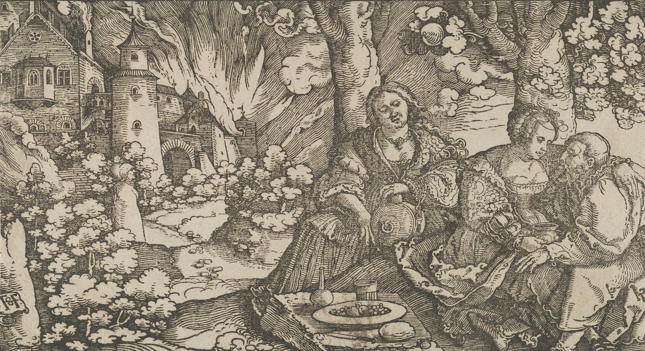 Lot og hans døtre, ca. 1530. av Hans Schäufelein the Elder