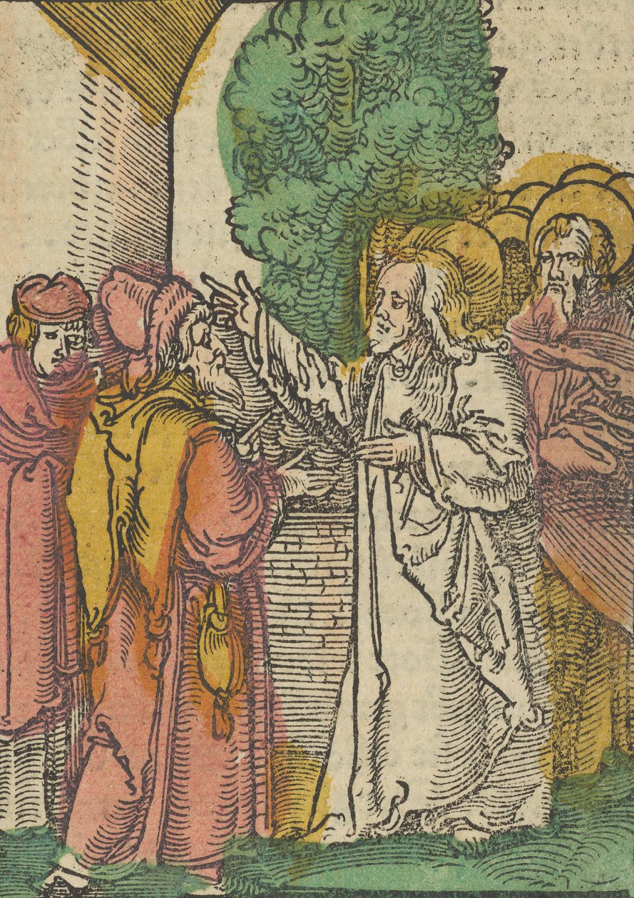 Lignelse om fariseerne og skatteoppkreveren, fra Das Plenarium, 1517. av Hans Schäufelein the Elder