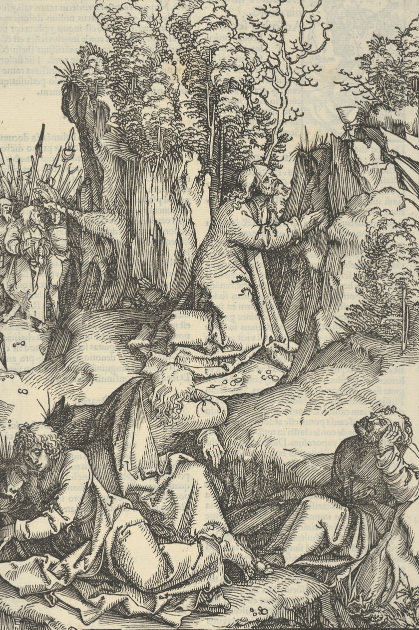Kvalen i hagen, fra speilet av lidenskapen til vår Herre Jesu Kristi, 1507. av Hans Schäufelein the Elder