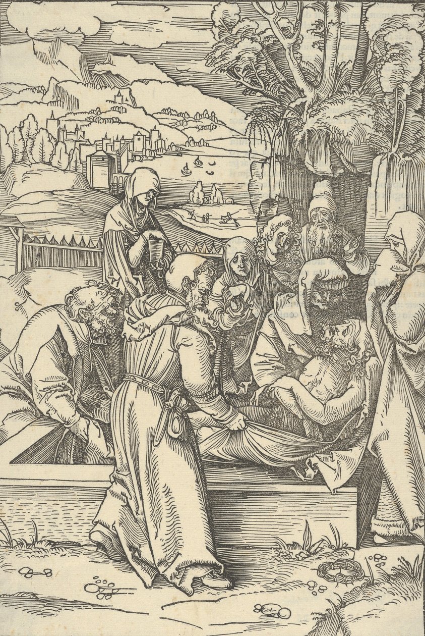 Gravleggingen, fra speilet av lidenskapen til vår Herre Jesu Kristi, 1507. av Hans Schäufelein the Elder