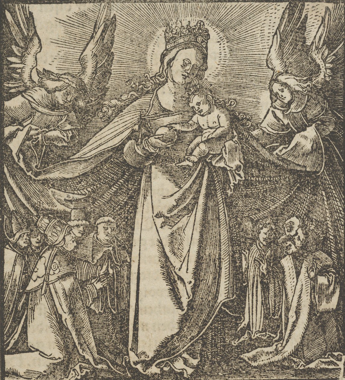 The Madonna of Mercy, fra Hymmelwagen auff dem, wer wol leben..., 1517. av Hans Schäufelein the Elder