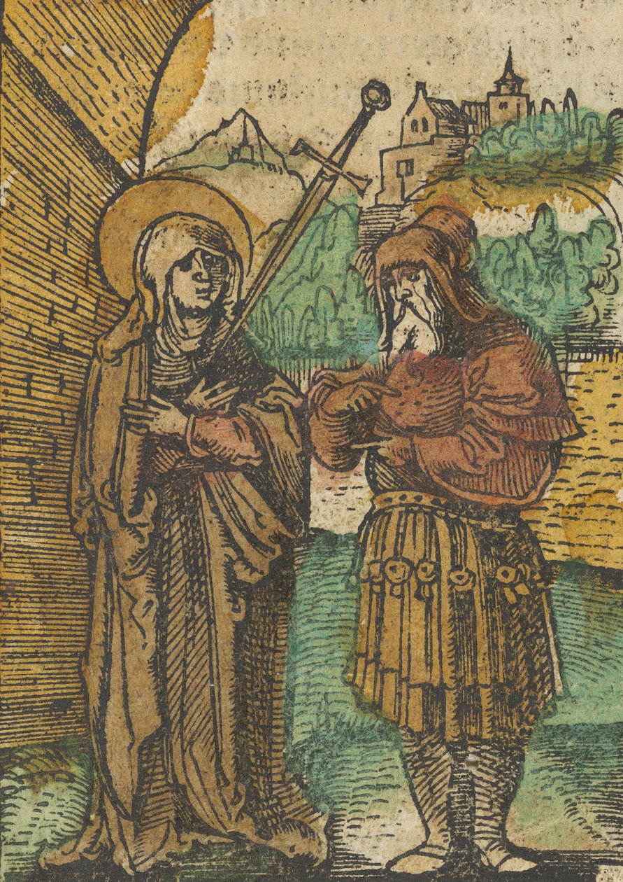 Jomfruen som Mater Dolorosa og Simeon, fra Das Plenarium, 1517. av Hans Schäufelein the Elder