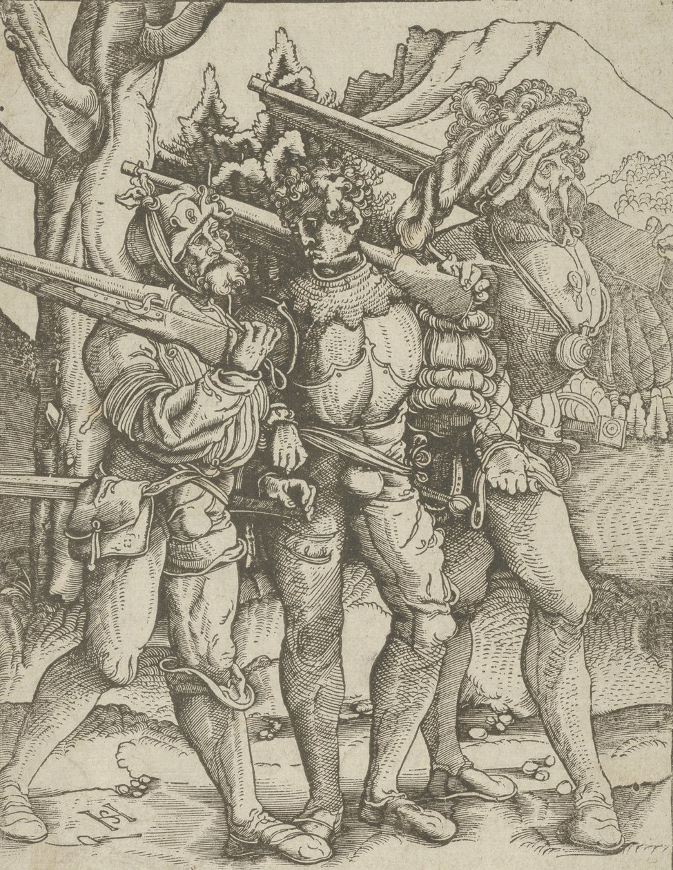 Tre soldater med musketter, ca. 1511-15. av Hans Schäufelein the Elder