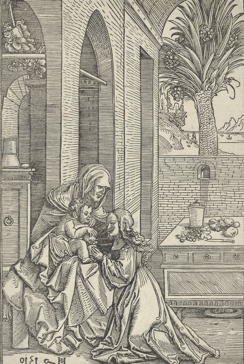 Jomfru og barn med Saint Anne, 1510. av Hans Schäufelein the Elder