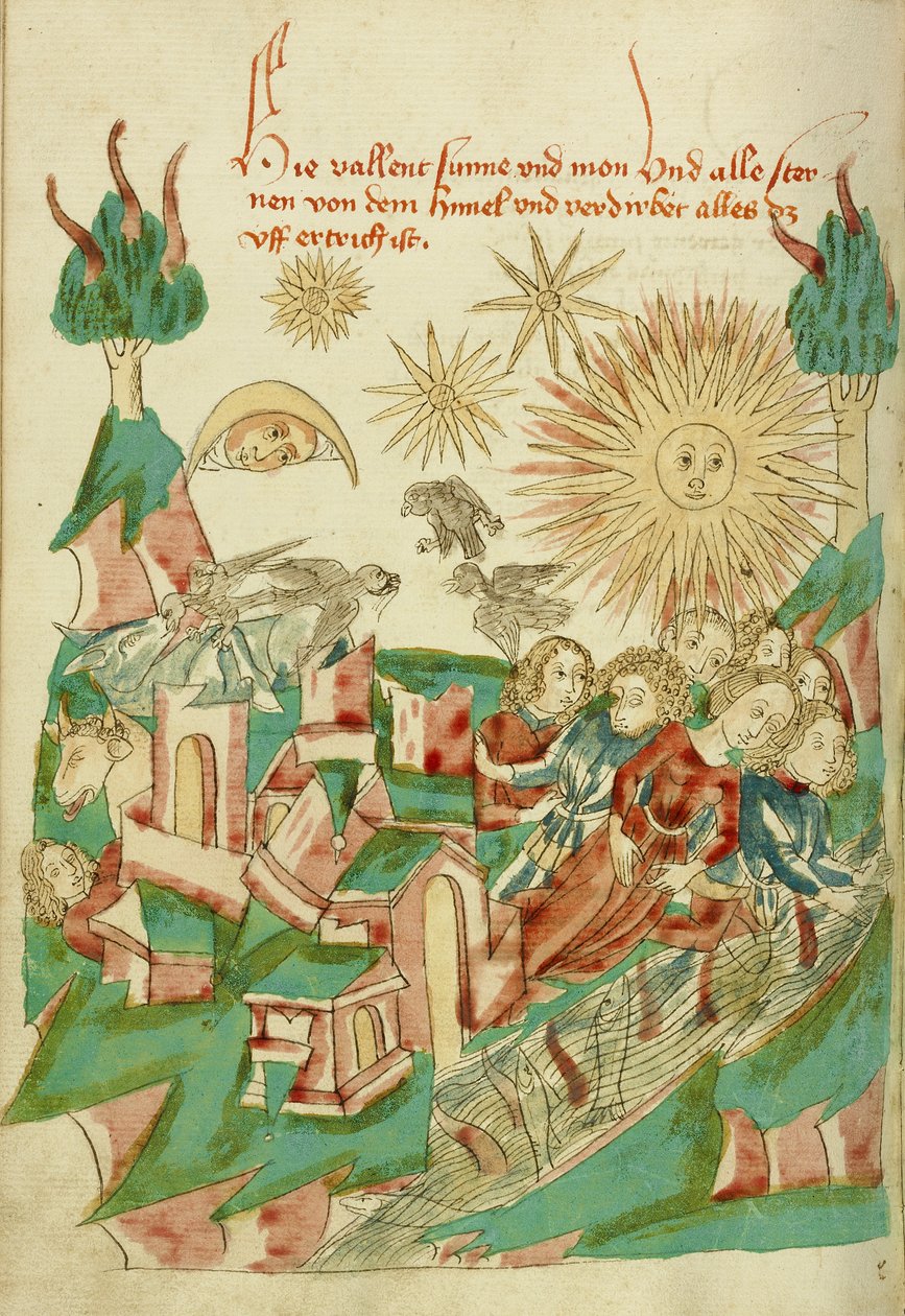 The End of the World Ms Ludwig XV 9 fol. 95v, 1469 (blekk, fargevask og tempera på papir) av Hans Schilling