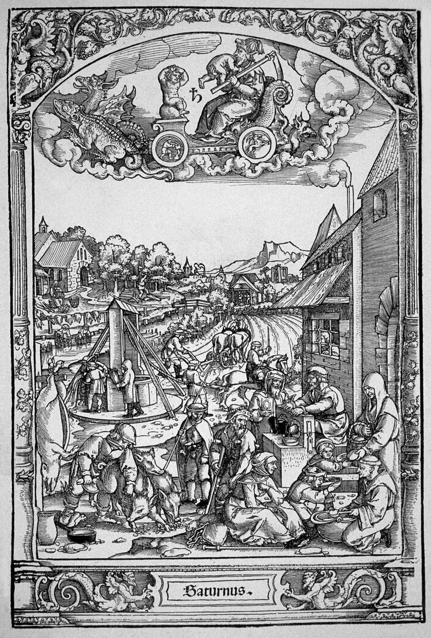 Saturn (tregravering) av Hans Sebald (School of) Beham