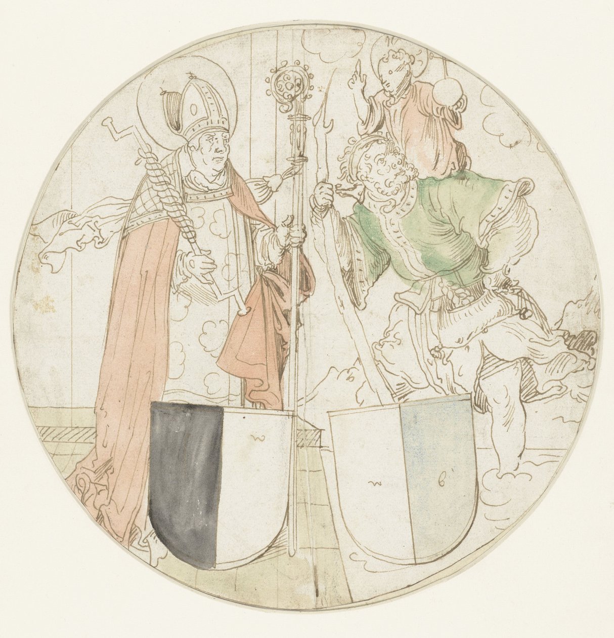 De hellige Christopher og Erasmus, hver med et våpenskjold av Hans Sebald Beham (possibly)