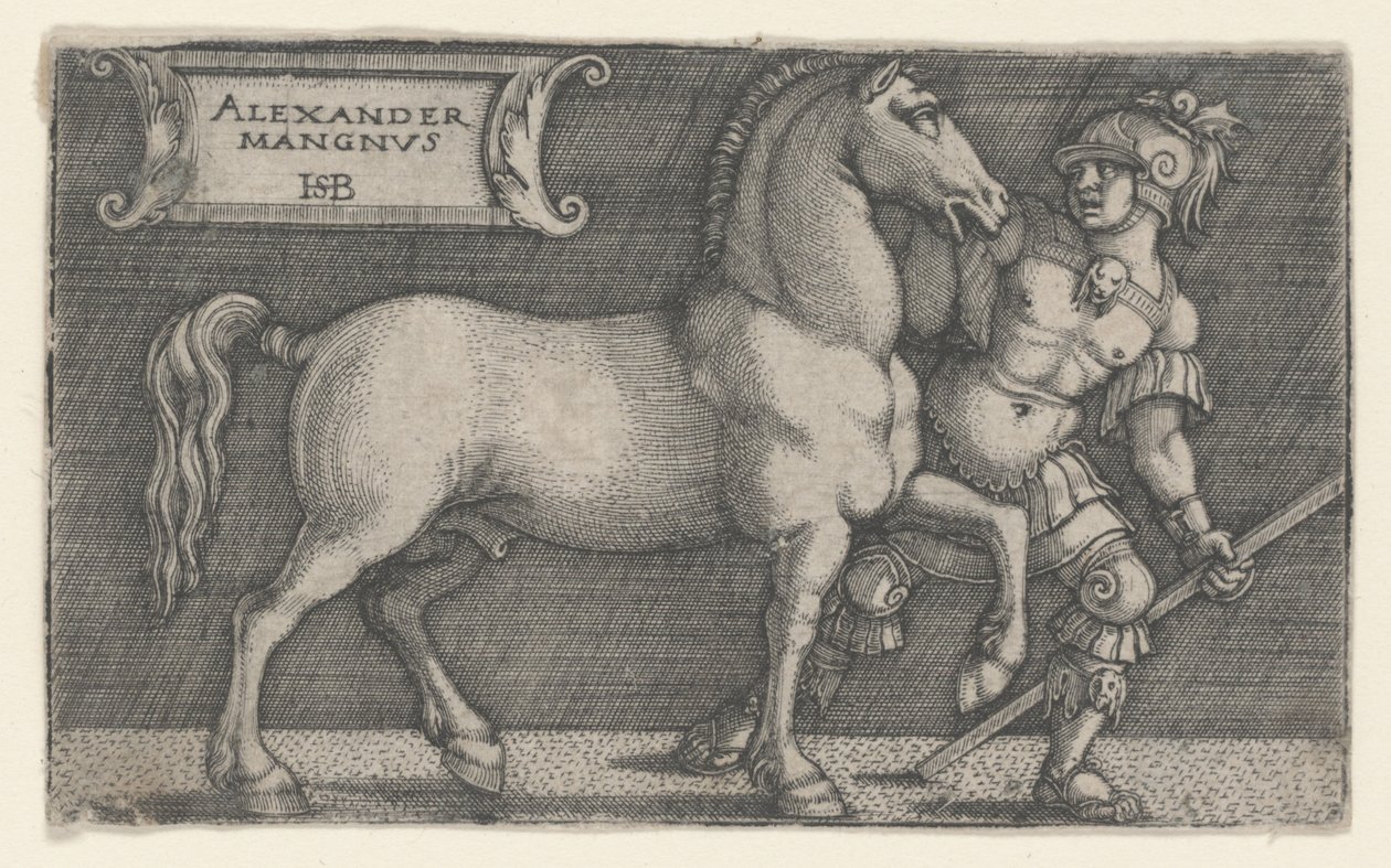 Alexander den store ledende Bucephalus, ca. 1531-1550 (gravering) av Hans Sebald Beham