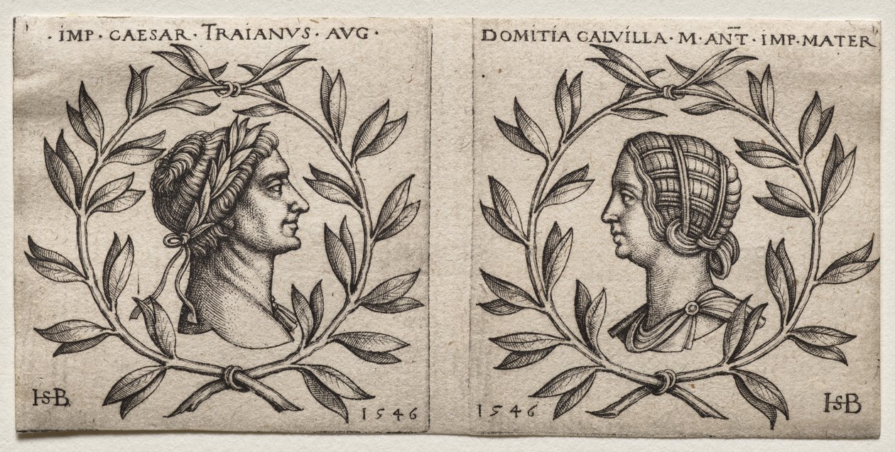 Byster av keiser Trajan og Domitia Calvilla av Hans Sebald Beham