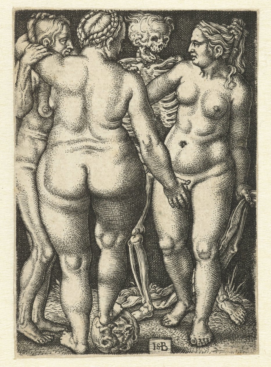 Døden og tre stående nakne kvinner av Hans Sebald Beham