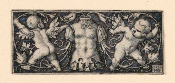 Frise med Cuirass i sentrum, flankert av Two Genii av Hans Sebald Beham