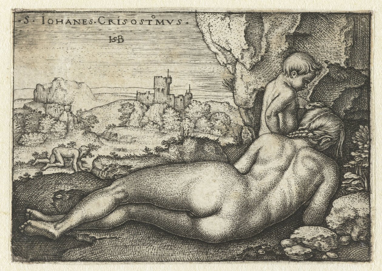 Saint John Chrysostom som en eremitt i ørkenen av Hans Sebald Beham