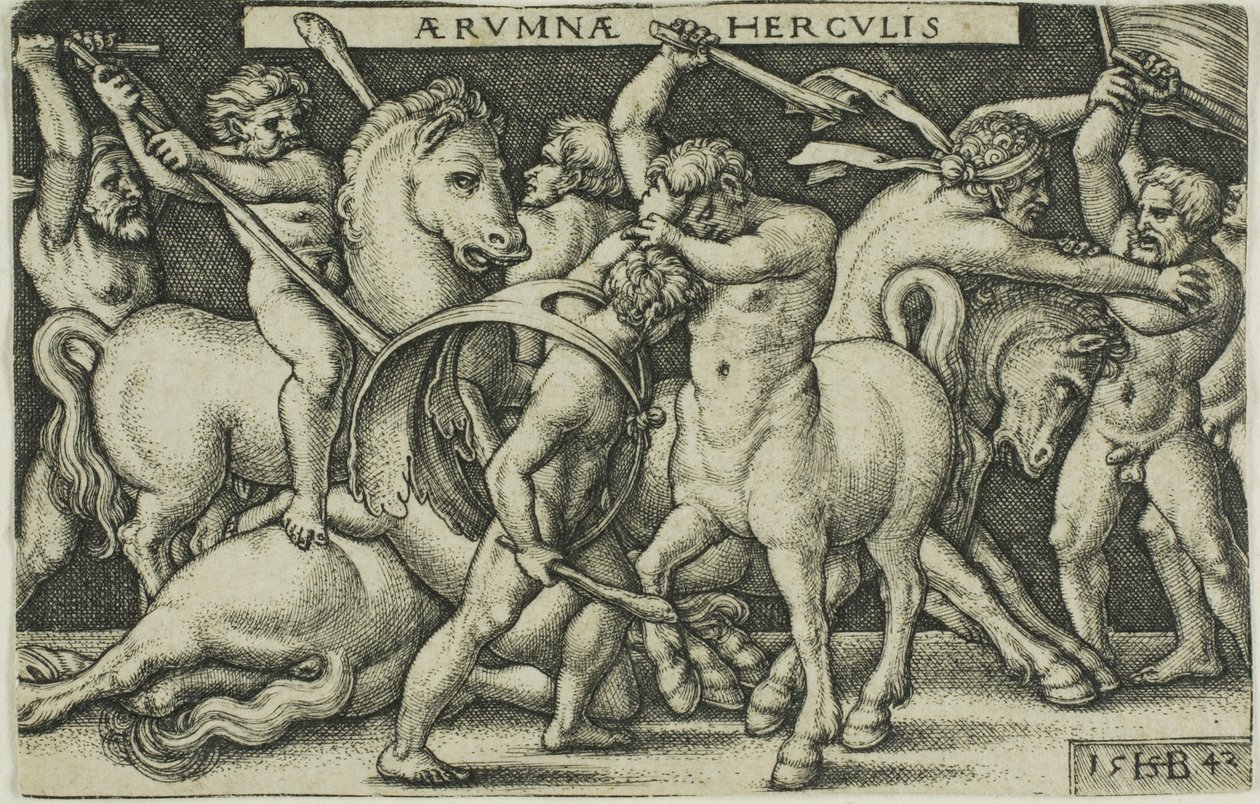 Hercules and the Centaurs, fra Labours of Hercules av Hans Sebald Beham