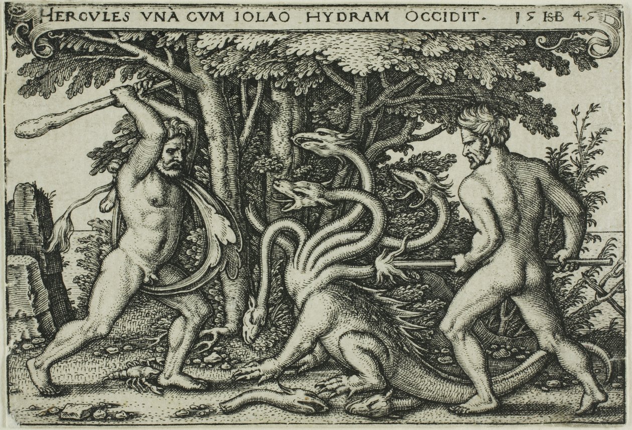 Hercules and the Hydra, fra The Labors of Hercules av Hans Sebald Beham