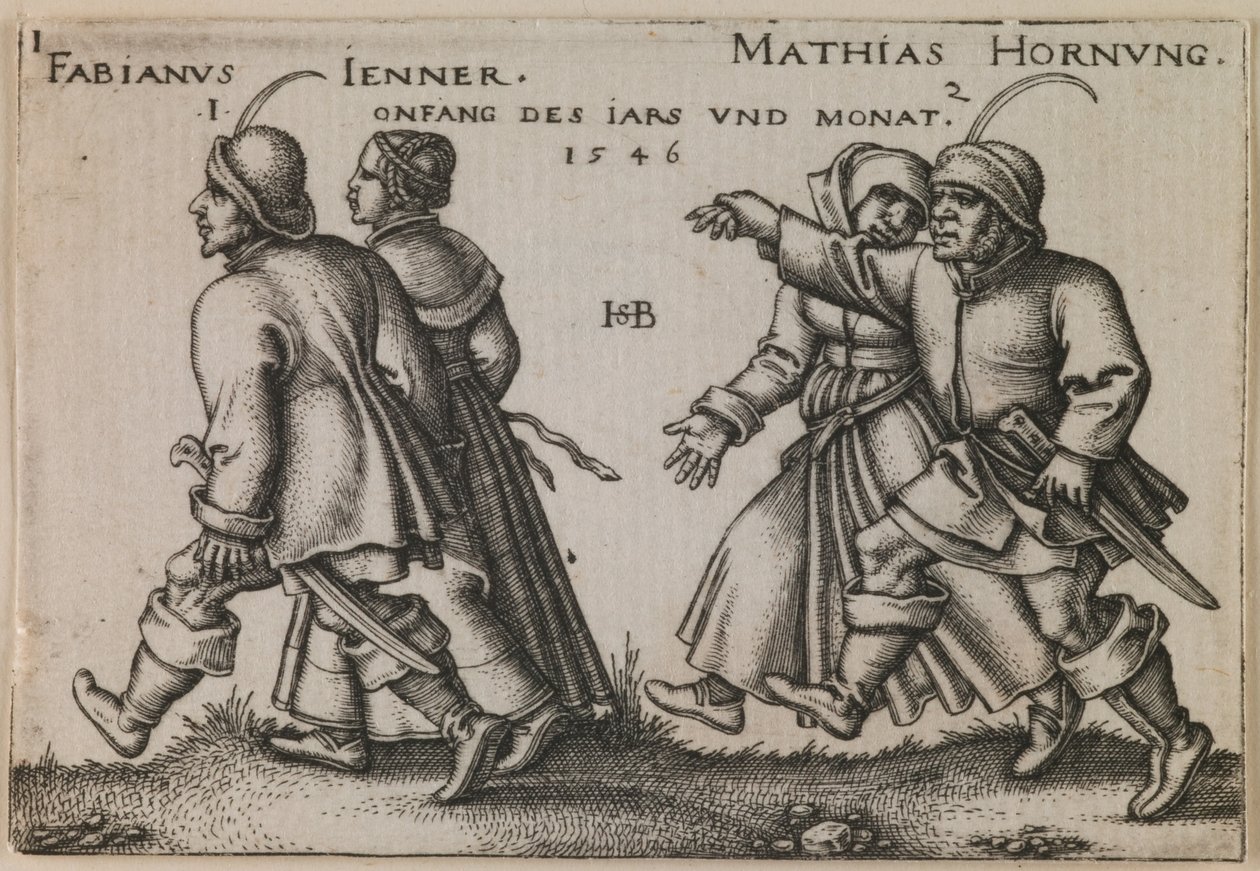 «Januar og februar» fra serien «Bondefesten eller de tolv månedene» av Hans Sebald Beham