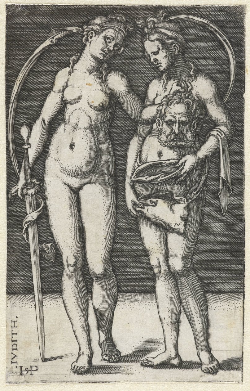 Judith med sjef for Holofernes og tjenestepike Judith (tittel på objekt) av Hans Sebald Beham