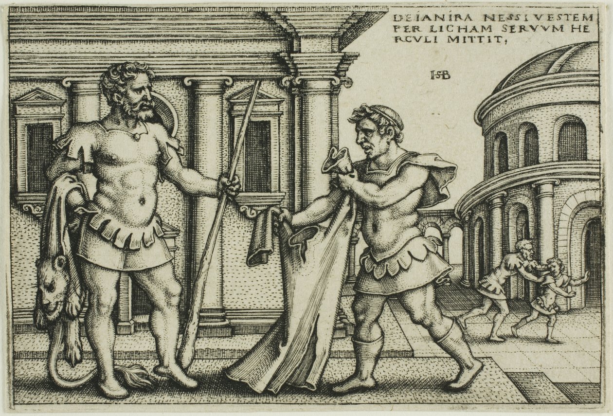 Lichas Bringing the Garment of Nessus to Hercules, fra The Labors of Hercules av Hans Sebald Beham