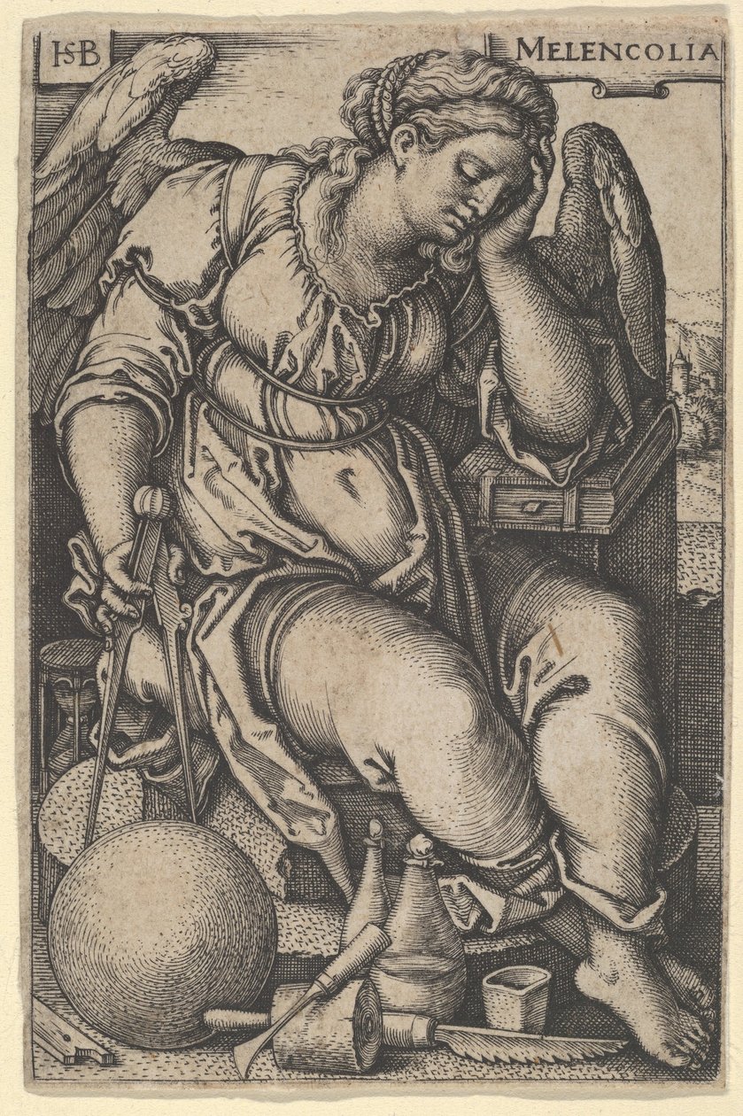Melancholia, ca. 1500-50 (gravering) av Hans Sebald Beham