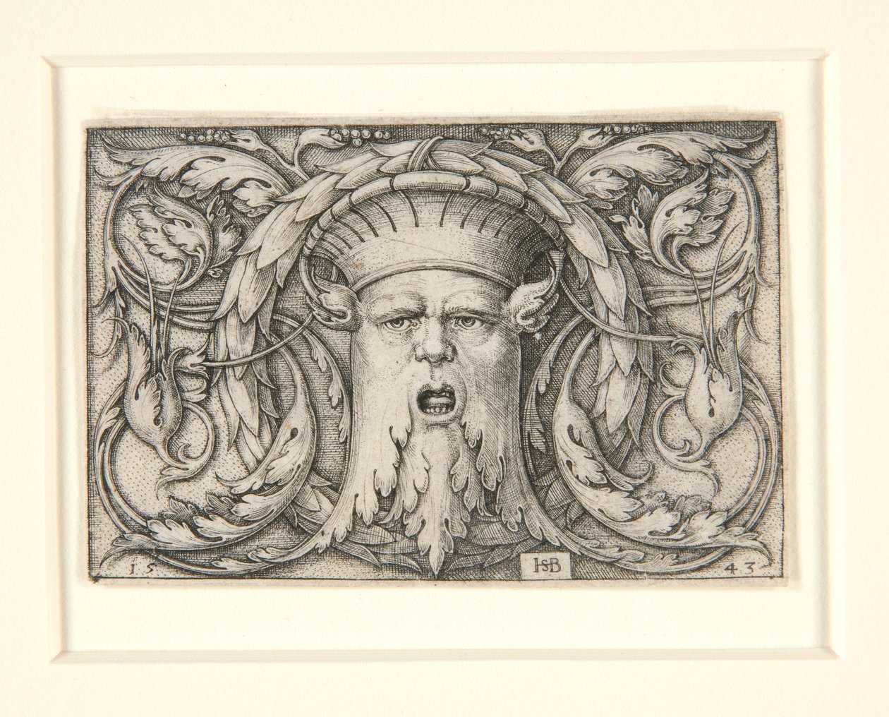 Panel med en mascaron (pynt med en maske) av Hans Sebald Beham