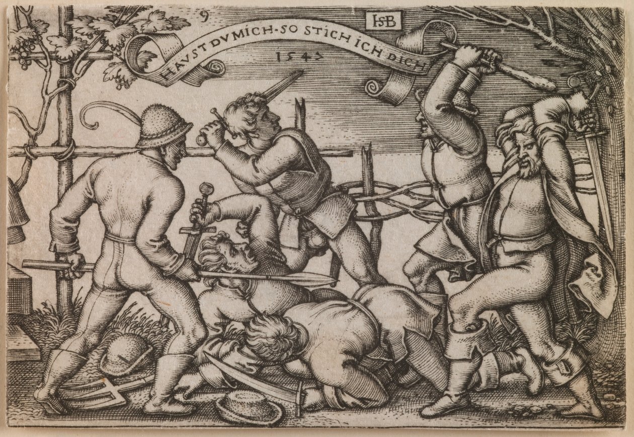 quot;Bøndekampquot; fra serien quot;Bøndefesten eller de tolv månedenequot; av Hans Sebald Beham
