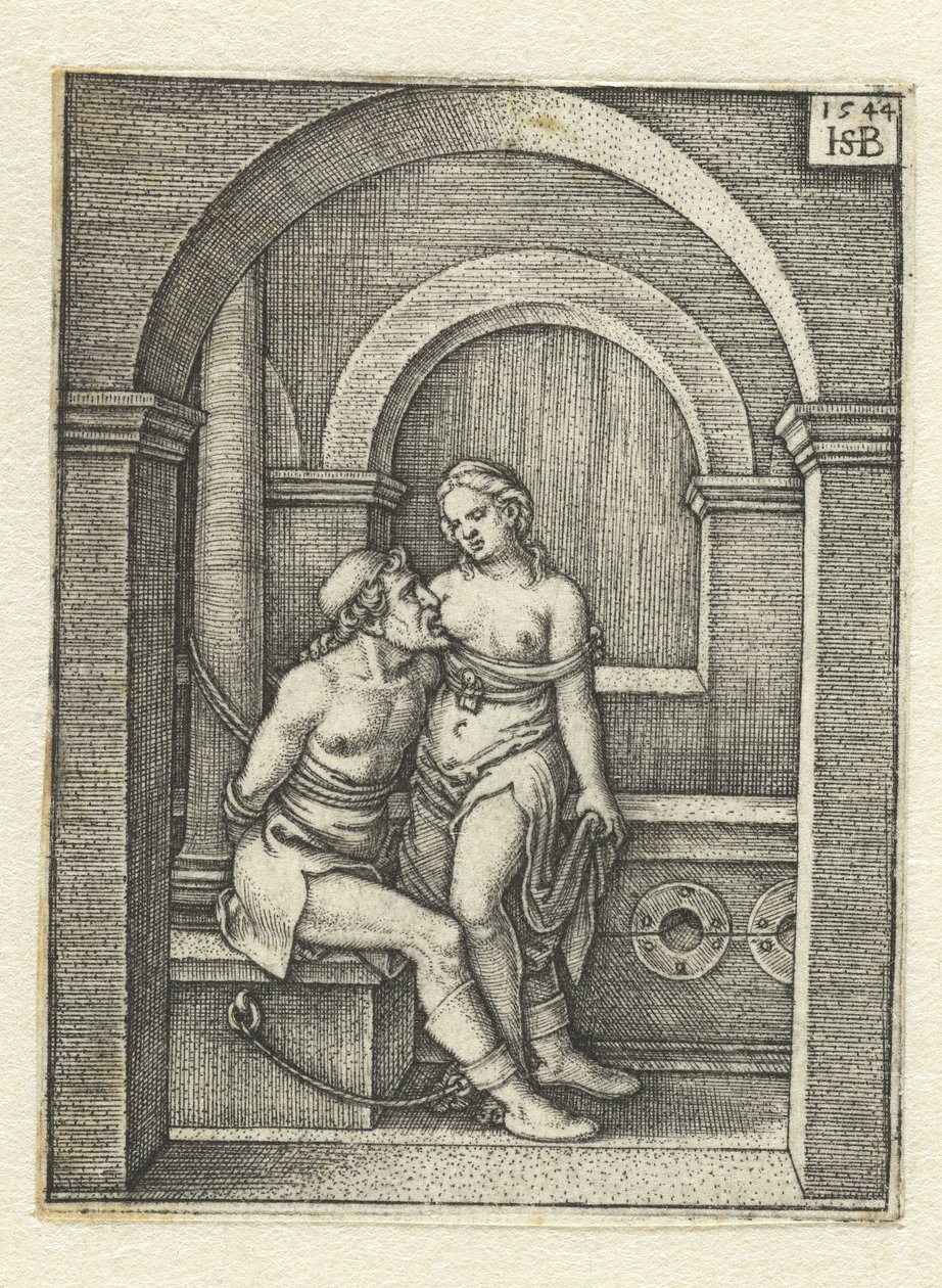 Pero dier den lenkede Cimon i fengselet Caritas Romana av Hans Sebald Beham