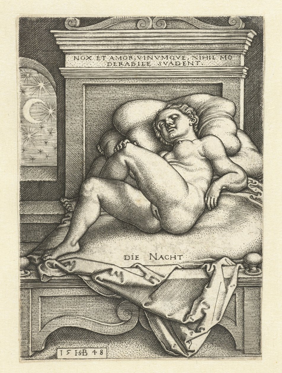 Naken kvinne sover som om natten That Night (tittel på objekt) av Hans Sebald Beham