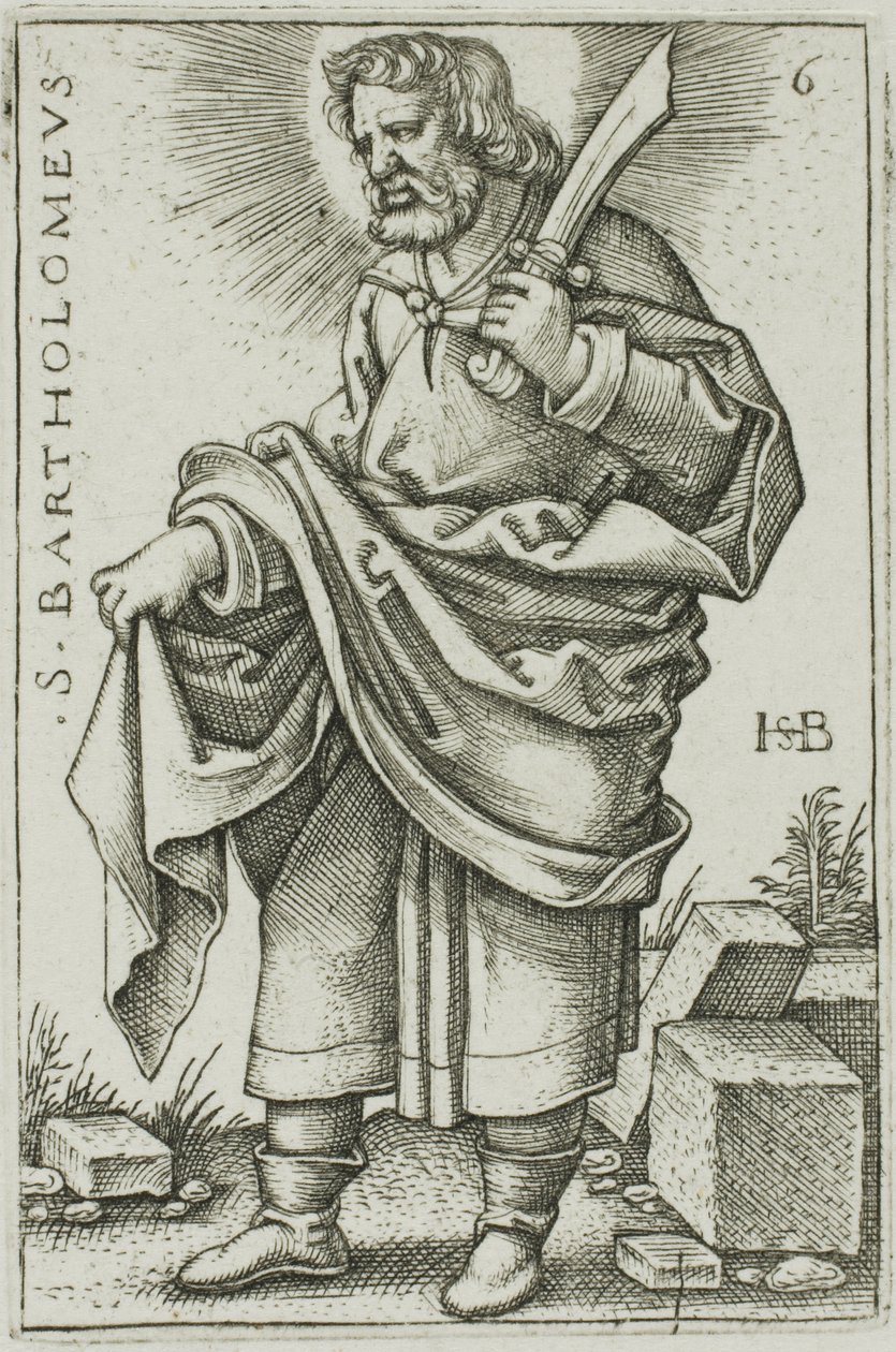 St. Bartholomew, plate 6 fra De tolv apostler av Hans Sebald Beham