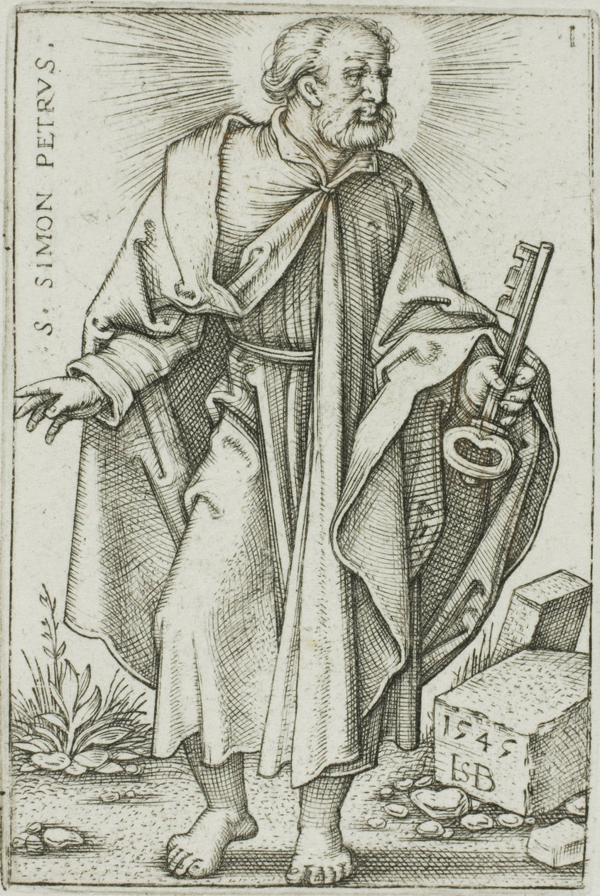 St. Peter, plate 1 fra De tolv apostler av Hans Sebald Beham