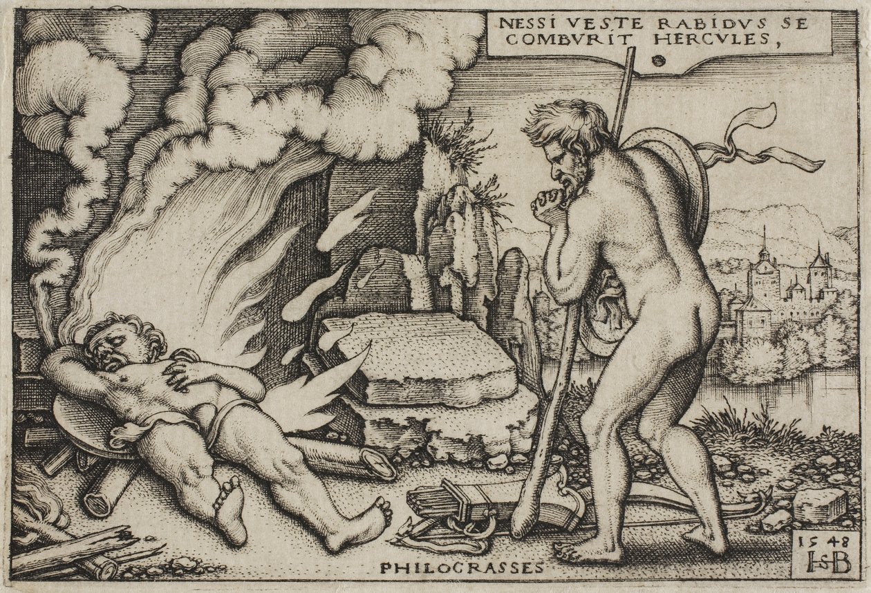 The Death of Hercules, fra The Labors of Hercules, 1548 av Hans Sebald Beham